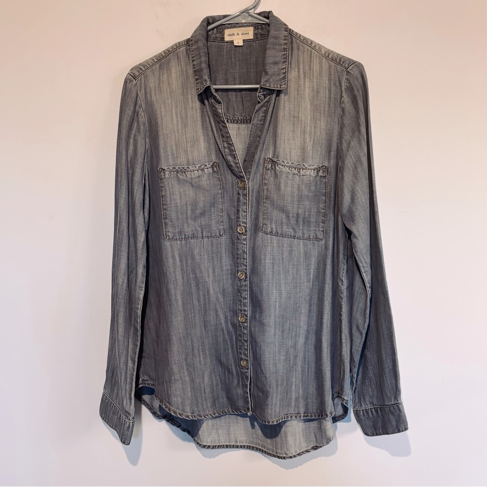 cloth & stone  Gray 100% Tencel Shirt EUC